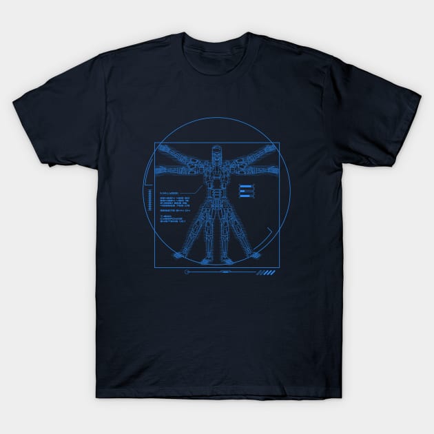 Vitruvian T-800 (Electric Blue) T-Shirt by demonigote